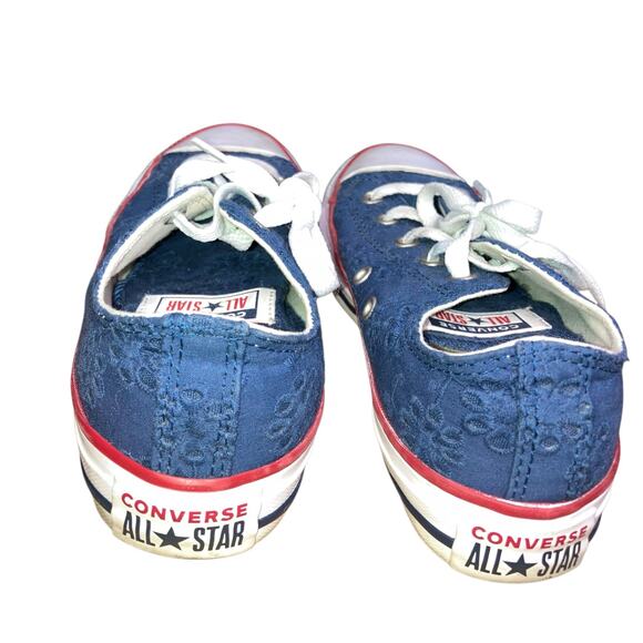 Women’s Converse Low Navy Eyelet Sneakers with Red Trim-size 6 - Picture 5 of 8